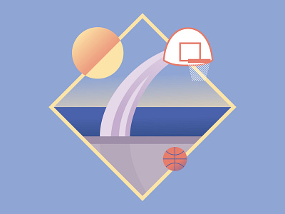 Angels Gate Park backboard basketball basketball court california court digital hoop hoops illustration long beach los angeles ocean park playground sports vector