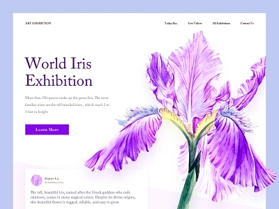 World Iris Exhibition app flower illustration mobile ui watercolor web