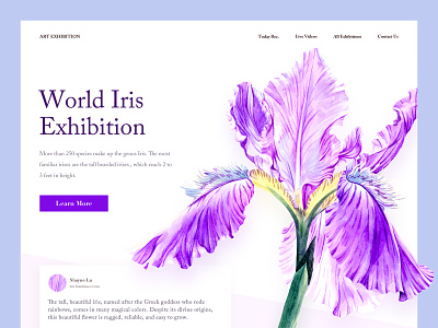 World Iris Exhibition app flower illustration mobile ui watercolor web