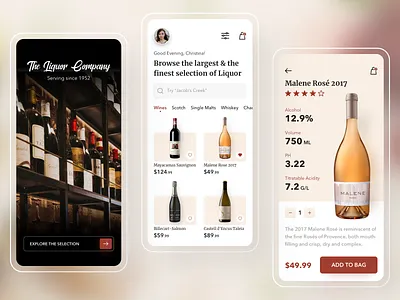 Online Wine Store app design design ecommerce app ecommerce design liquor mobile app mobile design mobile ui online shop online shopping online store product design typography ui uidesign ux visual design wine wine shop wine store