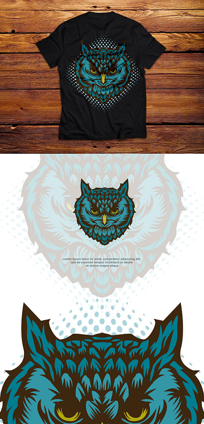 Illustration of blue owl head, for t-shirt design and merchandis animal art black blue design fashion graphic head illustration isolated logo mask nature owl poster symbol tshirt vector wild wildlife