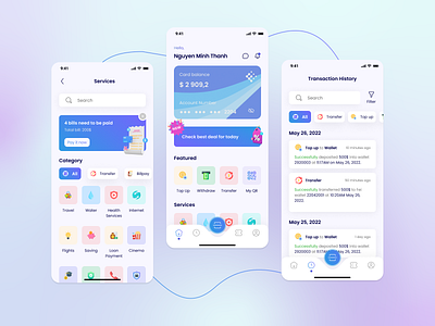 Fei E-wallet UI Concept app bank banking system bill clean credit credit card debit debit card ewallet fintech graphic design home money transaction history ui ui kit wallet