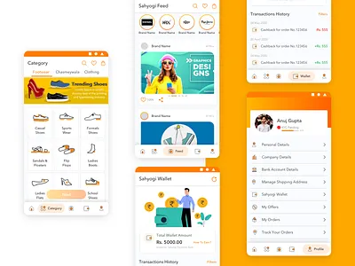 Sahyogi Main Features Screens casestudy icons illustrator mobile app uidesign ux desgin