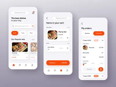 Food Delivery Mob App app cart delivery design figma food mobile ui ux webdesign