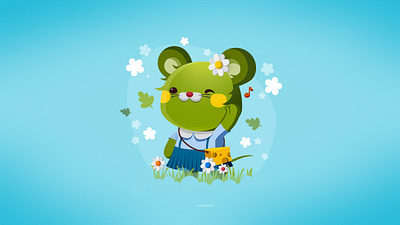 Une Souris Verte animal character design critter cute illustration kawaii kidlitart mouse the green mouse vector