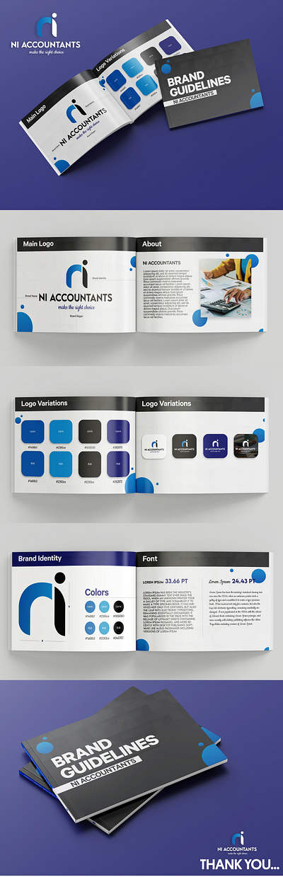 Ni Accountants Brand Guidelines book brand brand identity branding design creative design minimalist mockup premium vector