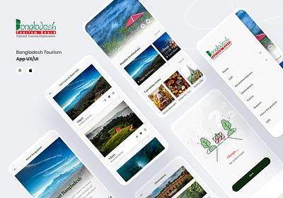 Tourism Bangladesh - Mobile App 🏖️ about android app bangladesh clean design error 404 home ios menubar nature photo tourism travel agency travel app ui uiux ux web