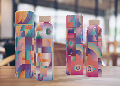 Water bottle and packaging design brand identity branding design geometric graphic design graphicdesign illustration packaging packaging design pattern pattern design patterns products surface design surface pattern