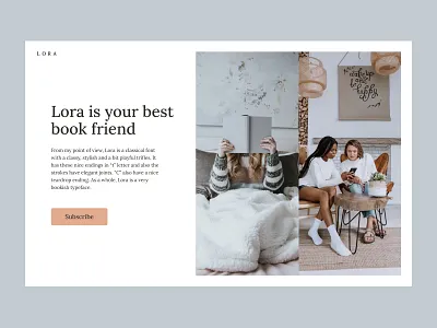 Lora 2d book brown color concept dailyui ecommerce flat font girl interface landingpage product typeface typography ui uiux web webdesign website