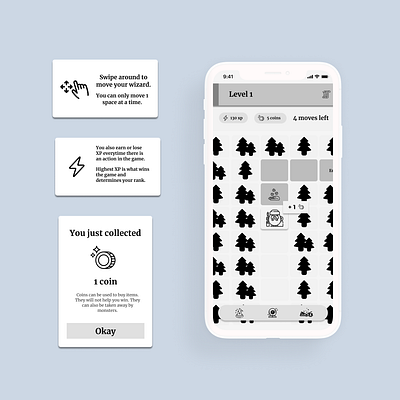 The Lost Scroll - A Mobile Game app design flat game ui ux wireframe wireframes