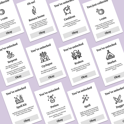 The Lost Scroll - A Mobile Game app design flat game ui ux wireframe wireframes