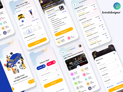 Bike and Car Service Booking Mobile App UI Kit