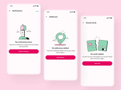 Empty States - No Data - Error Screens attractive blank screens connection lost design empty cart empty screen empty state error error message error screen illustration minimalistic no addresses no cards no data no data found no notifications place holders trendy ui
