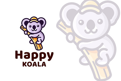 Happy Koala Cute Logo Template pet
