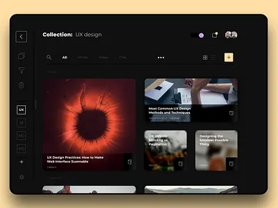 Bookmark app UI / UX Upgrade version appdesign application blackandwhite bookmark bookmarks cards ui concept dailyui dark dark ui darkmode dashboard interface minimal minimalist modern night mode technology uiux ux
