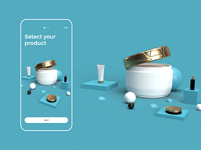 3D illustrations 3d 3d illustrations app cosmetics illustration onboarding screens present product ui wrapping