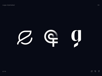 Logo Alphabet 02 alphabet branding gradient icon identity leaf letter e letter f letter g lettering load logo logo alphabet mark natural orbit startup tech type typography