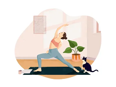 Yoga with Marie illustration interior lifestyle illustration portrait portrait illustration yoga yoga pose