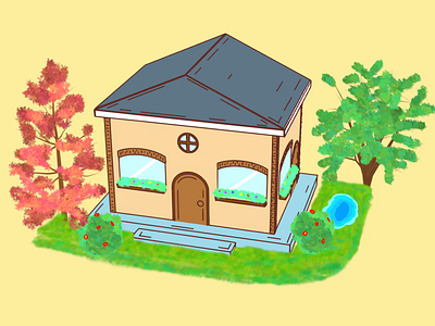 House 2dgraphic 3d animation blender house