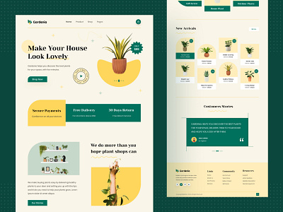 Gardenia - Plant Shop Landing Page ecommerce flower flower pots garden gardening green homepage indoor interior landing page milton nature plant plant care plant shop shop store tree web design website