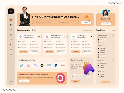 Job Search Platform - Dashboard Ui career clean dashboard design find job find work hiring job job app job application job board job finding dashboard job listing job plateform job portal job search job seeker minimal ui ui design ux