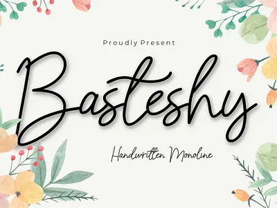 Basteshy Script Monoline Font font book font script font wedding monoline font