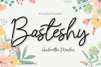 Basteshy Script Monoline Font font book font script font wedding monoline font