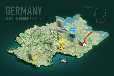 Country Border Shape Germnay - Photoshop Render 3d 3d map generator boundaries generator heightmap icons illustration map panel photoshop plugin