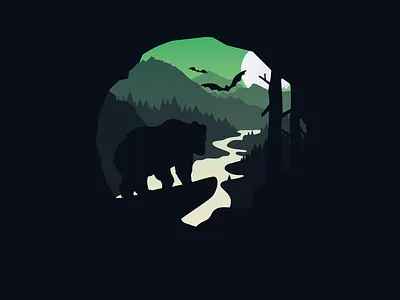 Bear animal creative design illustration illustrator mountains negativespace vector