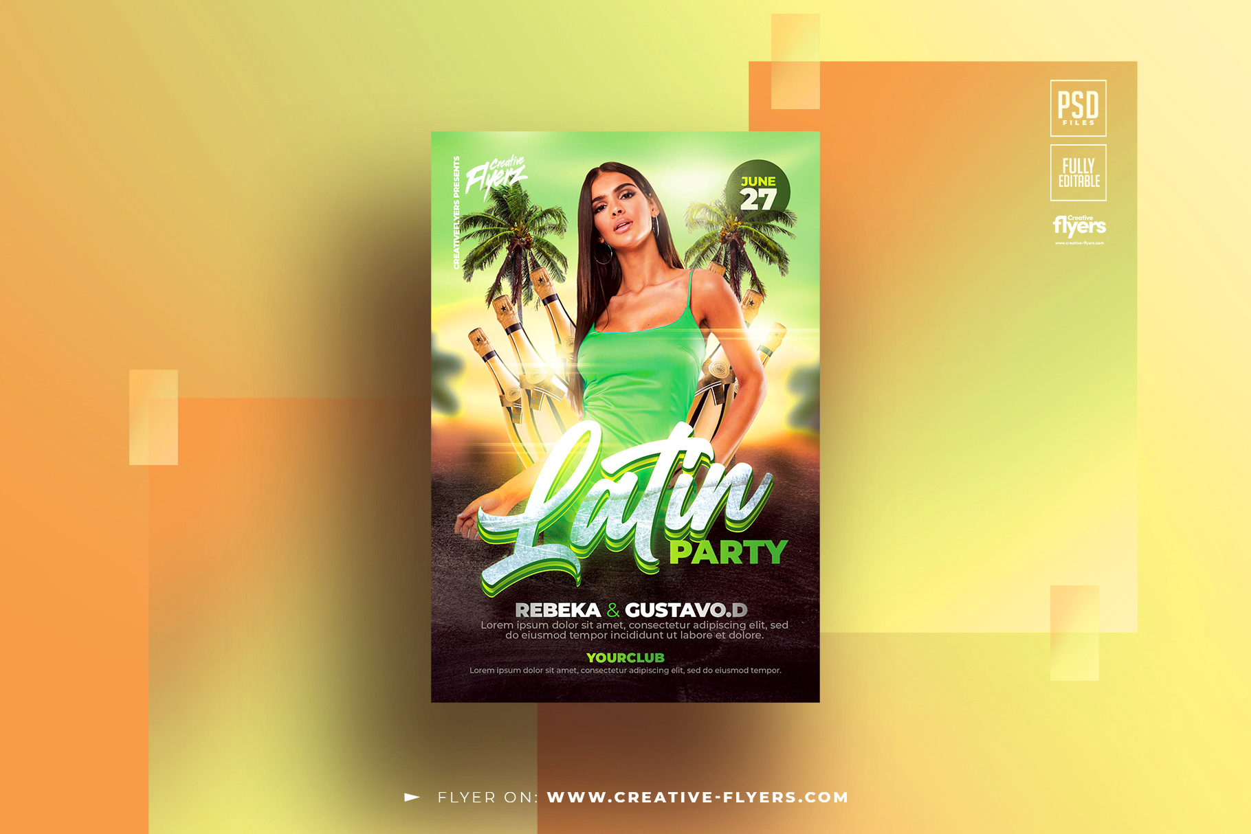 Latin Party Flyer Design (Photoshop PSD) creative flyer templates graphic design latin party flyer photoshop poster psd flyer summer flyer summer graphics