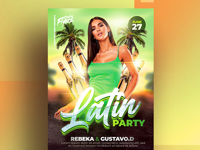 Latin Party Flyer Design (Photoshop PSD) creative flyer templates graphic design latin party flyer photoshop poster psd flyer summer flyer summer graphics
