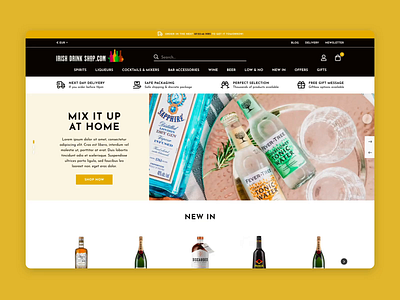 Irish Drink Shop Web Design branding drink drink shop drinks ecommerce spirits uidesign uiux user experience user interface web design web design agency web designer website website design yellow