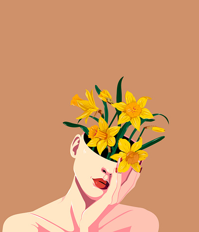 Narcissus artist artwork colorful daffodils flat floral design flowers illustration nina aubersek vector vector illustration