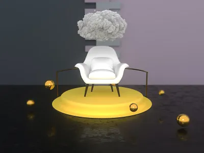 3D Cloud Compositing - Chair Showroom 3d 3d art 3d chair 3d chair artwork 3d cloud 3d cloud artwork aesthetic artwork cinema4d cloud cloud 3d artwork cloud 3d model cloud artwork design guga tevdorashvili hardy photoshop redshift
