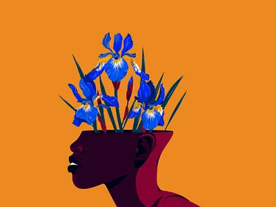 Iris artist artwork blossoming thoughts colorful flat floral art floral design flowers illustration iris nina aubersek vector vector illustration