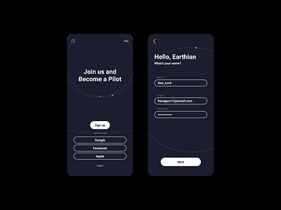 Space travel app｜Daily UI #001 • Sign Up 001 app dailyui dailyui 001 dailyuichallenge design figma flat minimal ui ux