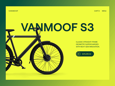 VanMoof Product Section Concept | E-Bike Shop bike bycicle clean ebike ecommerce electric bike landing page minimal product section product teaser shop typography ui ui design ux ux design web web design website yellow