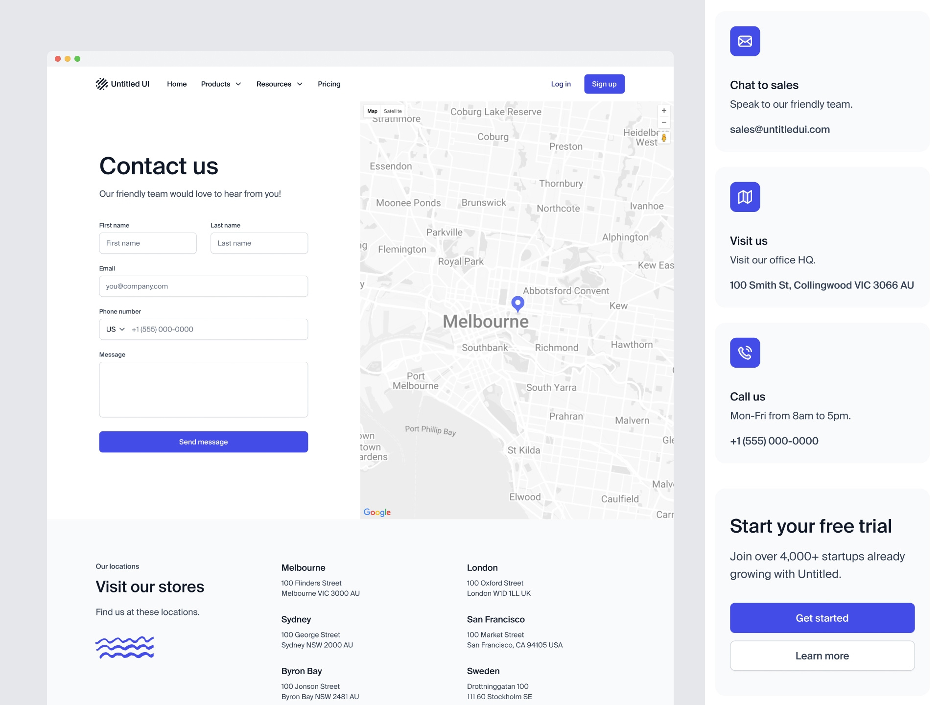 Contact page — Untitled UI