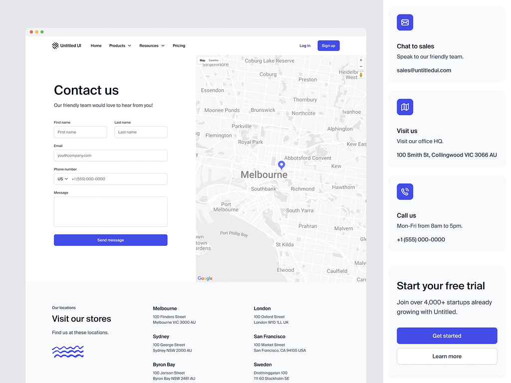 Contact page — Untitled UI by Jordan Hughes® on Dribbble