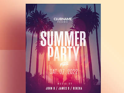 Summer Party Flyer Design (PSD) creative flyer templates graphic design illustration los angeles palms party flyer photoshop poster summer design summer party flyer sunset