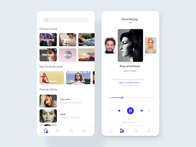 Music Player app concept app design mobile app mobile app design mobile ui music player music player app music player ui ui uidesign ux uxdesign uxui web