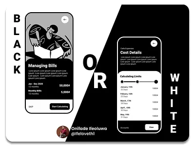 Black Or White Bill Management App bank app design figmaafrica figmadesign uiux