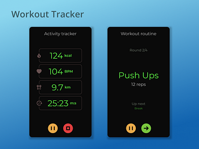 DailyUI Challenge 041 - Workout Tracker activity tracker daily 100 challenge daily ui dailyui dailyui 041 dailyuichallenge mobile design mobile ui ui ui design workout workout app workout tracker workouts