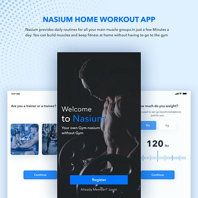 Nasium Gym App android app design design fitness app gym app health app ios app design minimal mobile app design mobile ui shots sleek ui ui design uidesign uxdesign workout app