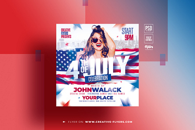 4th of July flyer template (PSD) 4th of july american flag american party creative design flyer templates graphic design illustration independence day nightclub party flyer photoshop poster psd flyer united states