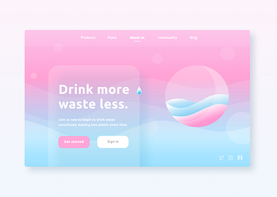 Drink more, waste less app color design drink eco gradient inspiration minimal sea ui uidesign ux uxdesign water waves zerowaste