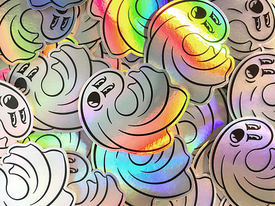 Ghosted Sticker Drop!! character character design chrome comic design ghost ghosts holographic illustration retro sticker sticker mule stickermule vintage