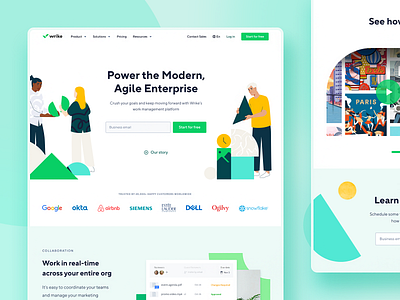 Wrike Web Homepage blue branding clean design figma homepage illustration landing minimal ui ux web webdesign website wrike