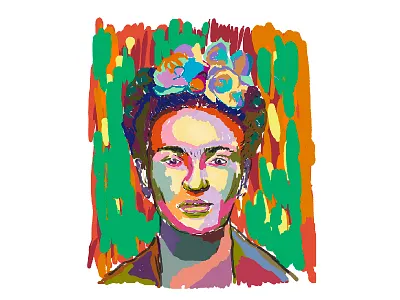 frida colors colour design digitalart face facebook floral flowers frida frida kahlo hand drawn illustration latin america latino line art mexico photoshop portrait print wacom