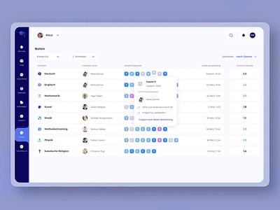 E-School Platform app application blue concept dark dashboard design german grades learning mode platform product software ui uiux user experience user inteface ux web